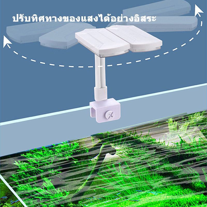 KITH โคมไฟ 12W สามารถปรับได้ 360° โคมไฟตู้ปลา LED RGB โคมคลิป กันน้ำ ...