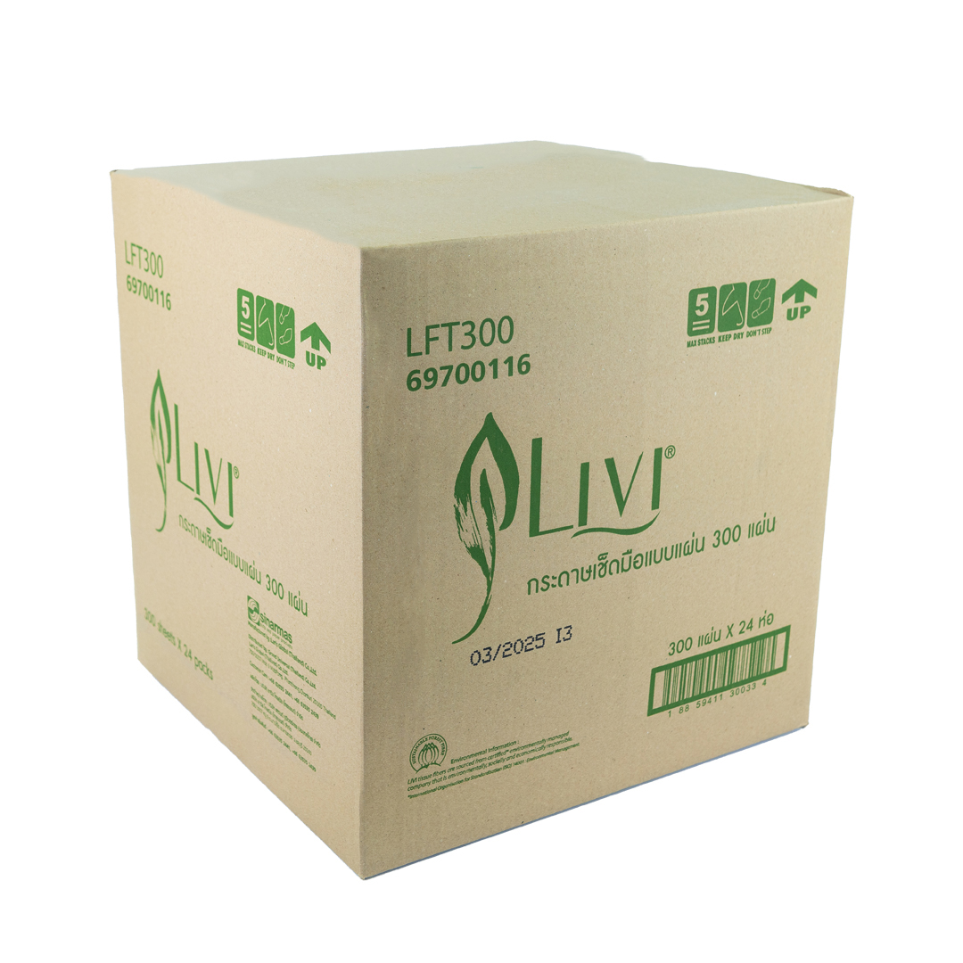 (ยกลัง) Livi กระดาษเช็ดมือพับต่อเนื่อง L-Fold หนา 1 ชั้น 300 แผ่น จำนวน ...