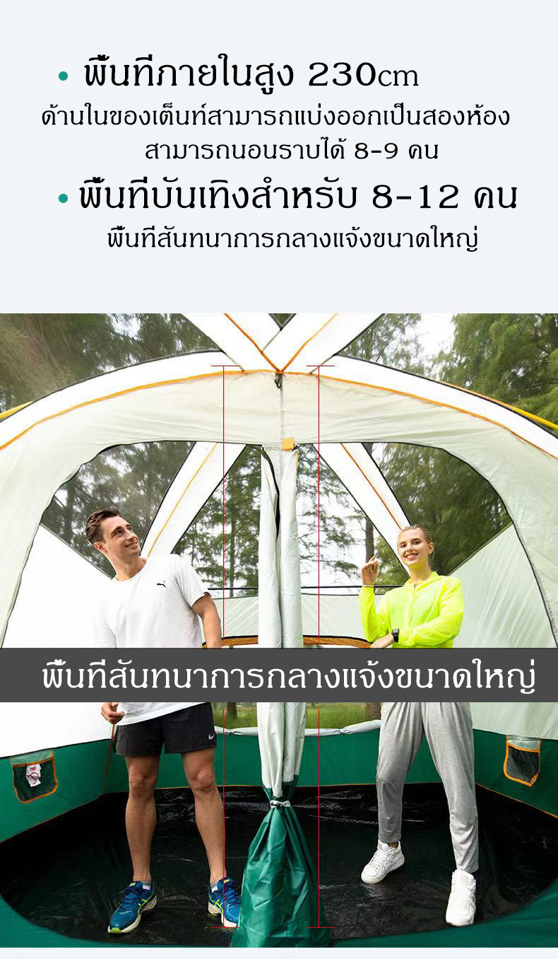 เต็นท์ครอบครัว เต็นท์ขนาดใหญ่ เต็นท์สนาม 2ห้องนอน2โถง จุได้ 10-12 คน เต็นท์นอน เต๊นท์ระบายอาศดี