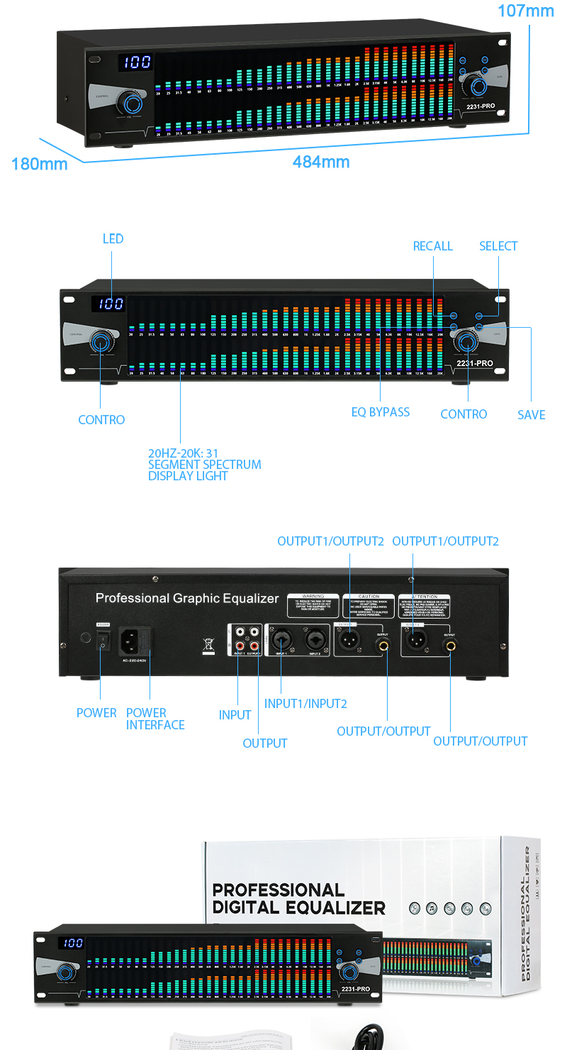 NEW BAXS 2231-PRO DSP99 อีควอไลเซอร์ดิจิตอล 37 แบนด์ 2 ชั้น EQ ความถี่ ...