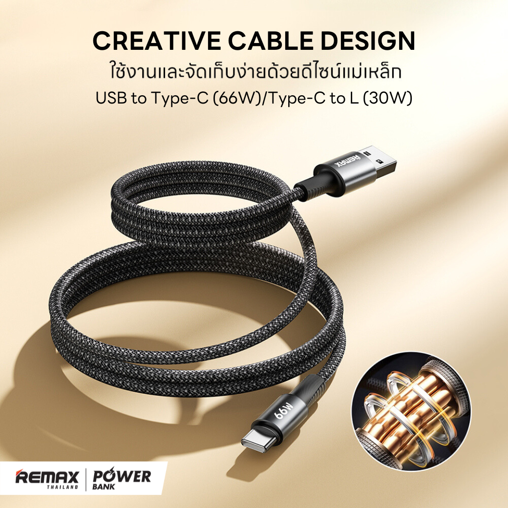 Remax Cable รุ่น RC-C02 สายชาร์จ USB to Type-C / Type-C to IP ชาร์จเร็ว ...