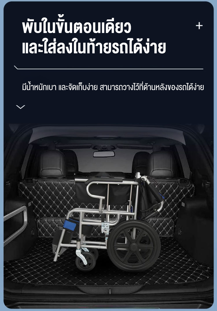 HIMIWAY รถเข็นผู้ป่วย wheelchair รถเข็นผู้ใหญ่ พับได้น้ำหนักเบาท่อเหล็กหนาสกู๊ตเตอร์ผู้สูงอายุรถเข็นแบบพกพา รถเข็นผู้ป่วยพับได้
