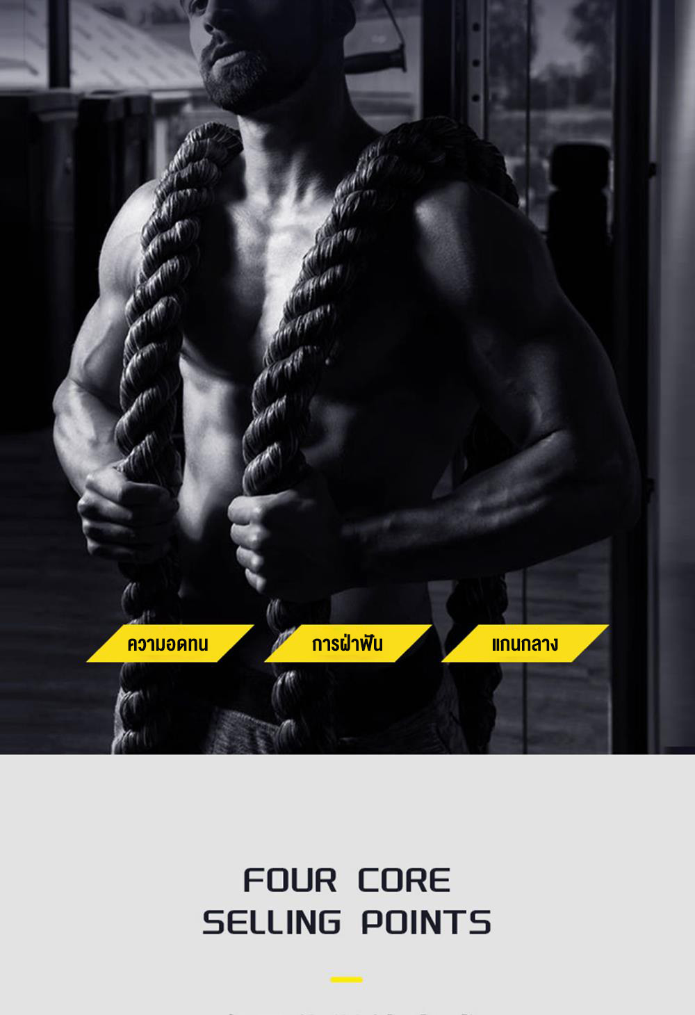 เชือกสะบัด เชือกออกกำลังกาย ความยาว 9m/12m/15m Battle Rope MMA UFC ...