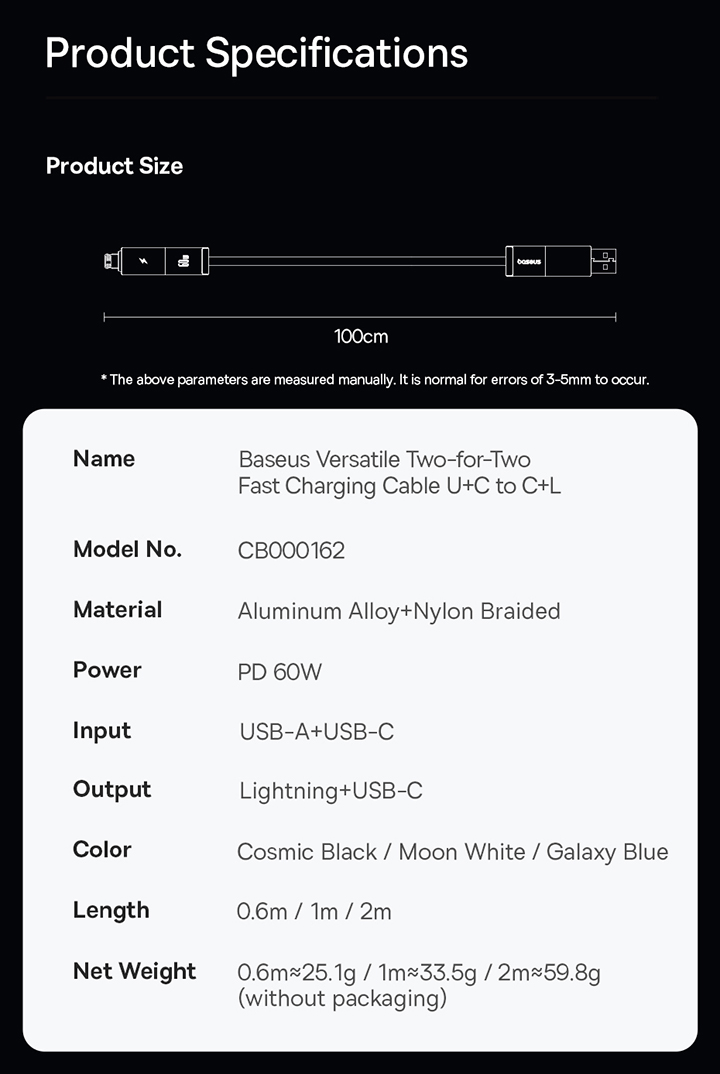 Baseus สายชาร์จเร็ว แบบถอดหัวได้ รุ่น Versatile Two-for-Two Fast ...