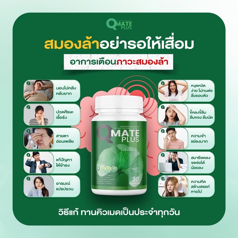 Qmate คิวเมด วิตามินบำรุงสมอง สมองดี ลดเคลียด จำไว หัวไว ป้องกันอัลไซด์ ...