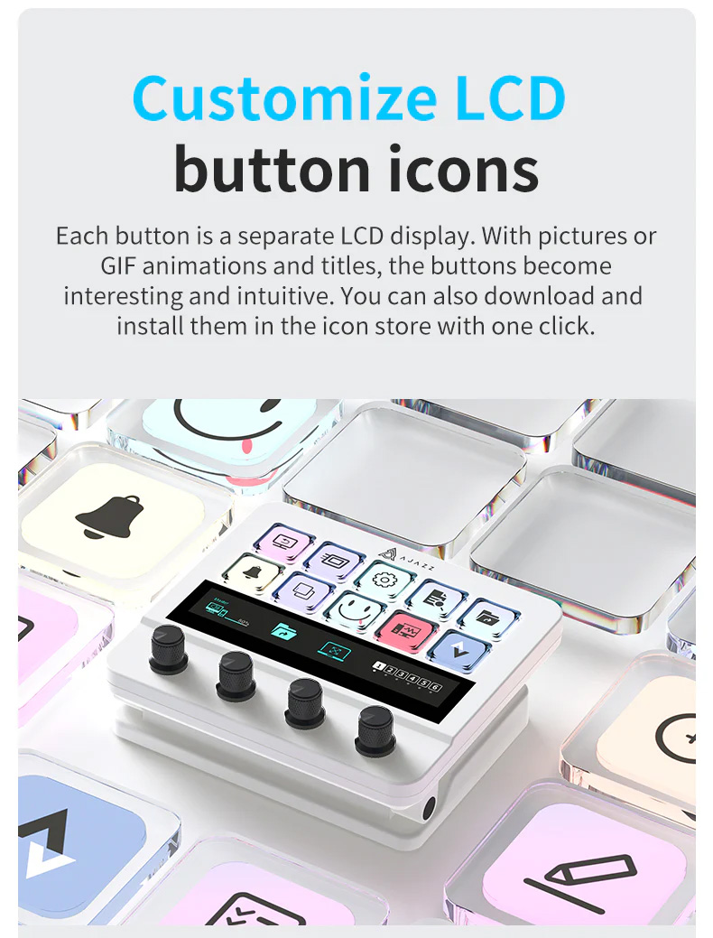 อุปกรณ์เสริมเดสก์ท็อป Ajazz AKP05 Desktop Helper with 10Key+4 Knob+LCD ...