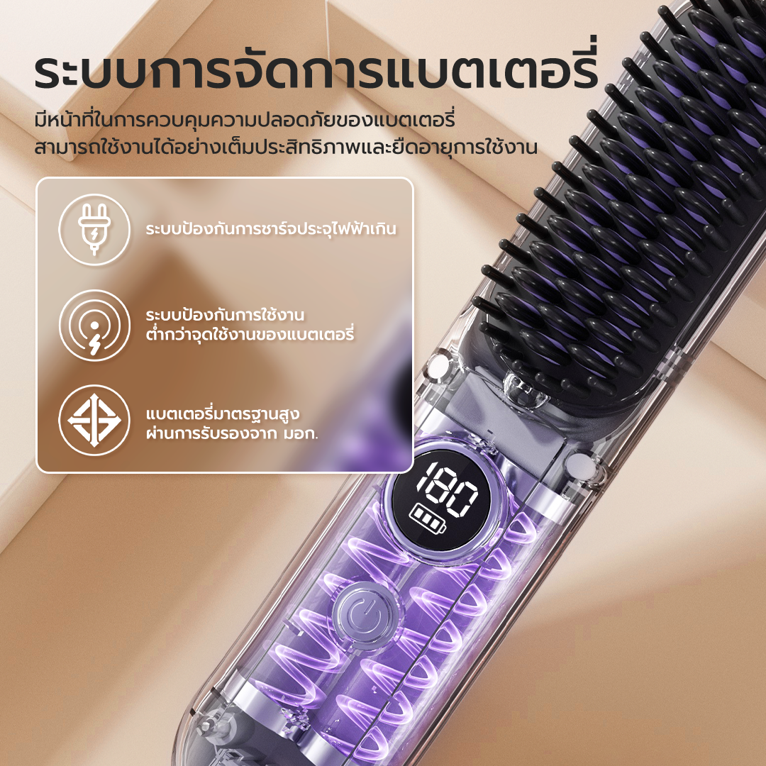 Haxon SS01 Wireless Portable Brush หวีไฟฟ้าไร้สาย พกพาสะดวก มีไอออนเคราตินบำรุงผม ร้อนเร็ว ซี่หวีเคลือบไม่ลวกหน้าและมือ