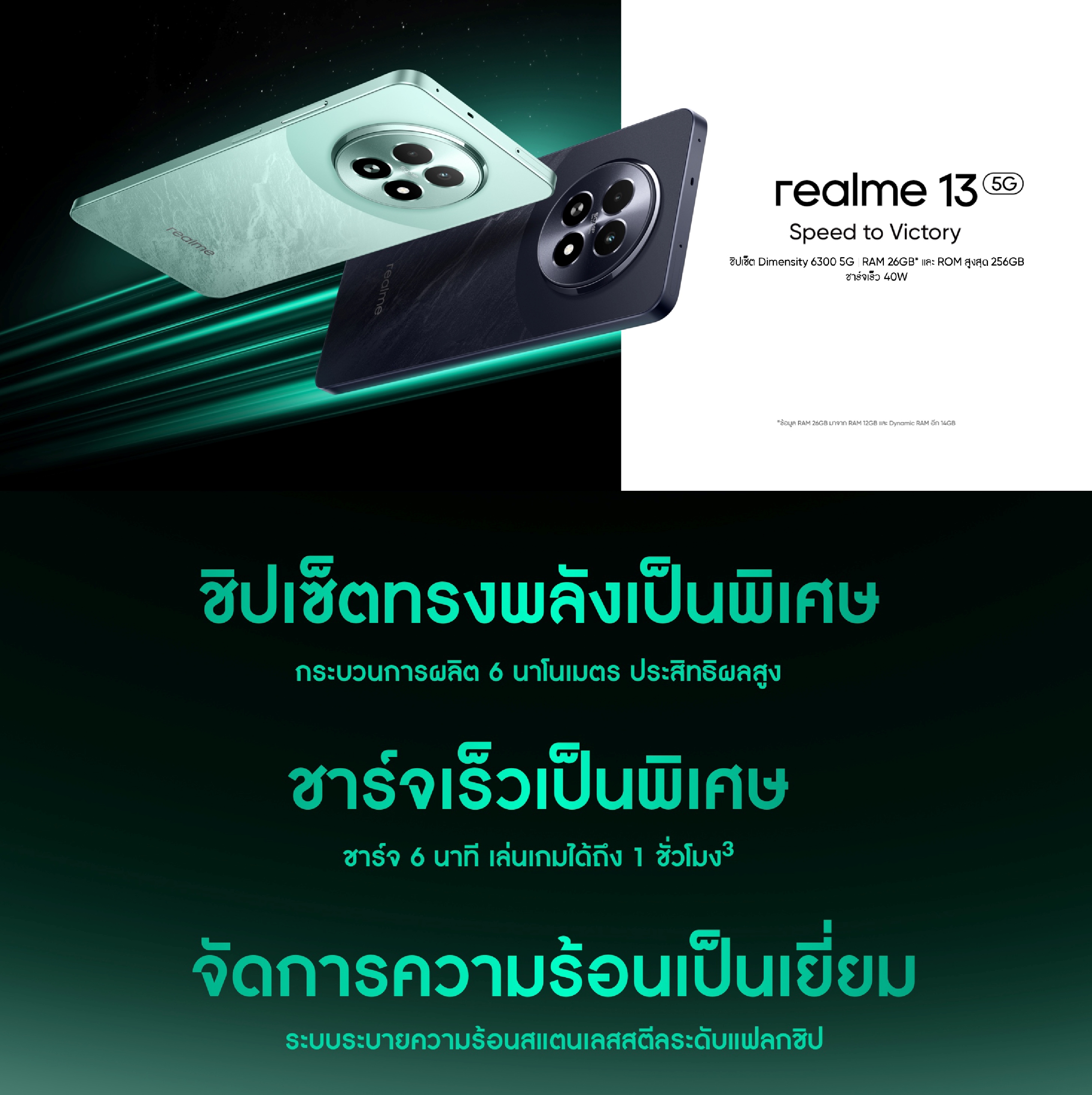 realme 13 5g [12+256] [โค้ดร้านคุ้มลดเพิ่ม 1,000 บาท] ชิปเซ็ต Dimensity 6300 5g มาพร้อม GT mode แบตเตอรี่ 5,000 mAh