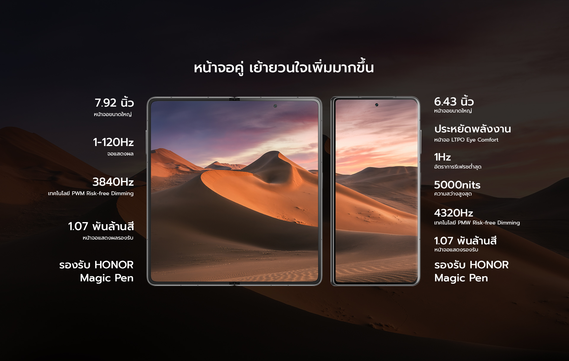 HONOR Magic V3 | 12+512GB | หน้าจอ 120Hz 7.92" | Snapdragon 8 Gen 3 | Fast Charge 66 W |แบตเตอรี่ 5150 mAh