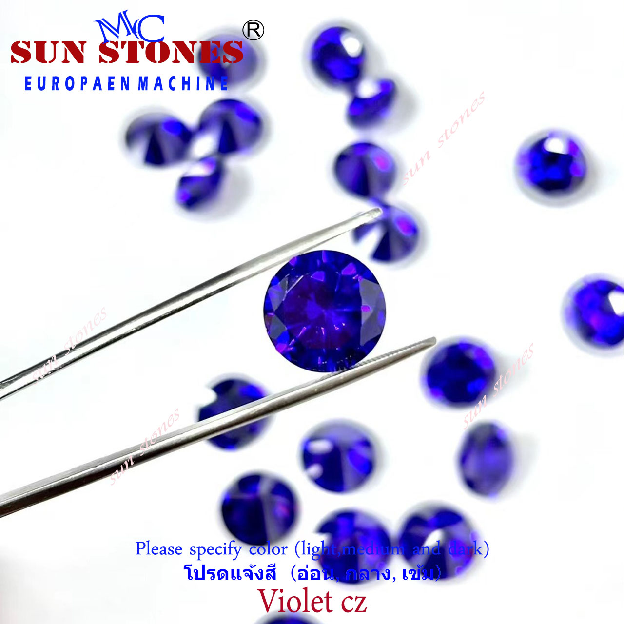 CZ Diamond ไซส์ 8.0 MM ถึง 10.0 MM CZ Round Shape Colors, เพชรรัสเซียสี ...
