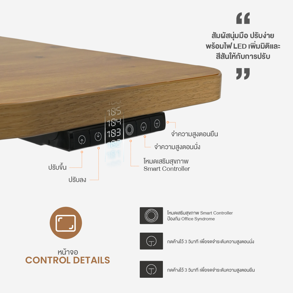 ErgoTrend Elevio โต๊ะไฟฟ้าปรับระดับมอเตอร์คู่ 3stage 65-130 cm ท๊อปโค้งรับสรีระ รับประกัน 5 ปี
