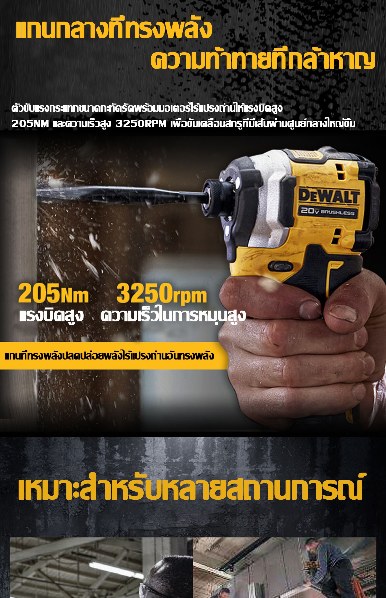 [การรับประกันของแท้] Dewalt DCF850 ไขควงไร้แปรงถ่าน 20V 6.0Ah ไขควง ...