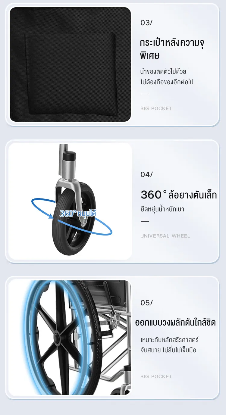 HIMIWAY รถเข็นนั่งเข็มขัดนิรภัยแบบพับสำหรับผู้สูงอายุแบบพกพาการเดินทางน้ำหนักเบาเป็นพิเศษรถเข็นเบาะคู่พร้อมห้องน้ำ