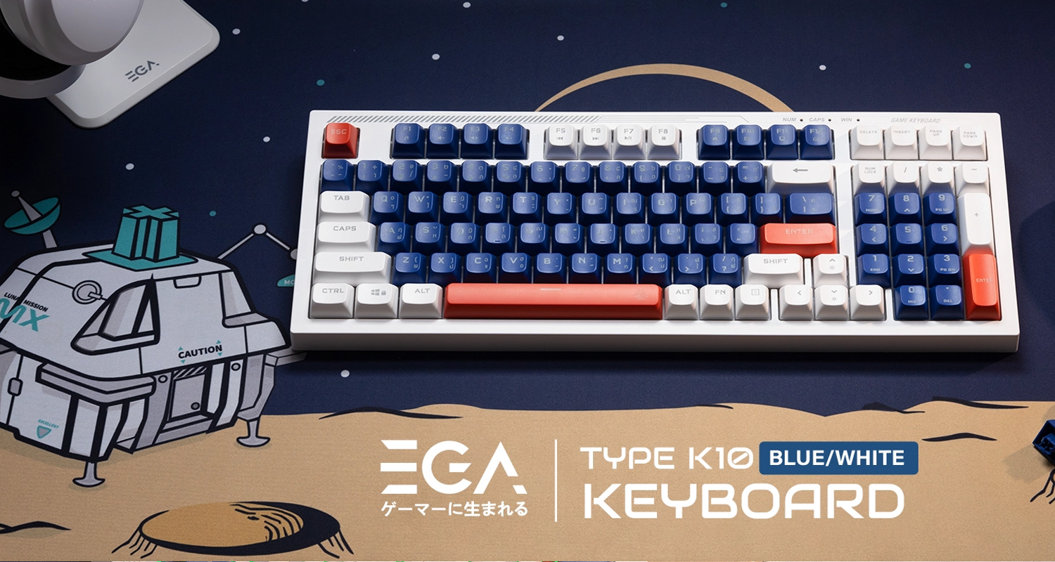 EGA TYPE K10 คีย์บอร์ดเกมมิ่ง แบบ 96% สวิตช์เมมเบรน โหมดไฟแบบ RGB ...