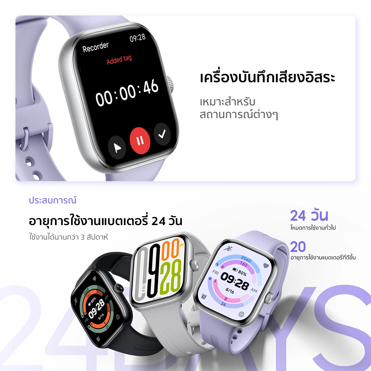 Xiaomi Redmi Watch 5 จอแสดงผลขนาด 2.07 นิ้ว 60Hz อายุการใช้งานแบตเตอรี่ยาวนานถึง 24 วัน