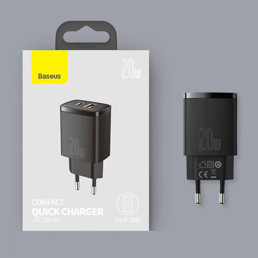 Baseus หัวชาร์จไว อะแดปเตอร์ 20W Compact Quick Charger U+C หัว