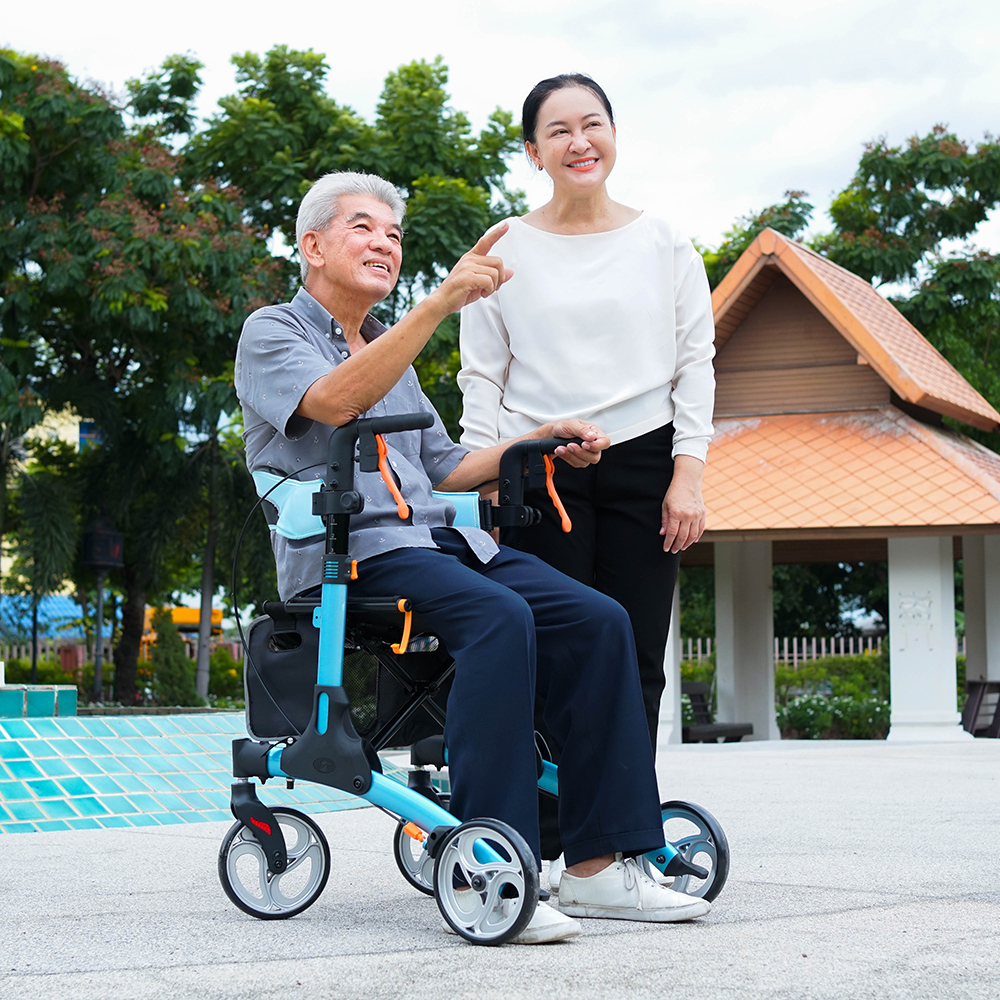 Synergy รุ่น GO Rollator รถเข็นพยุงเดิน รถเข็นหัดเดินผู้สูงอายุ ช่วยในการเดิน นั่งพักได้ พับเก็บง่าย น้ำหนักเบา