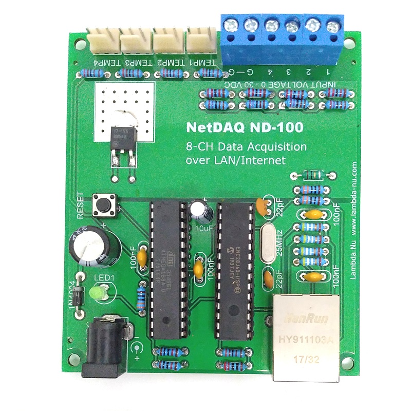 NetDAQ ND-100: วัดอุณหภูมิและแรงดัน 8 ช่องผ่านเครือข่าย/อินเตอร์เนต ...