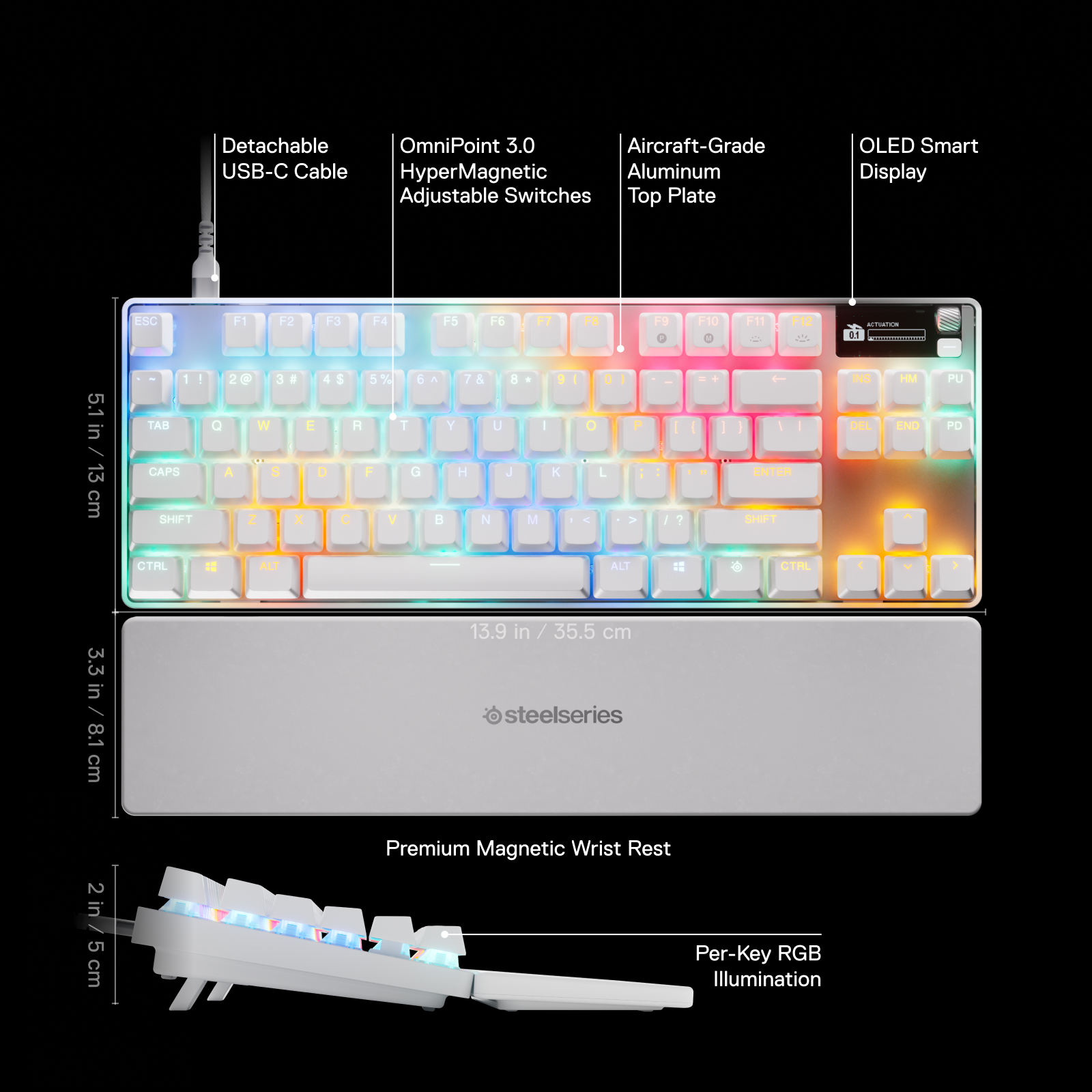 SteelSeries Apex Pro TKL Omnipoint Keyboard US + Magnetic Wrist Rest ...