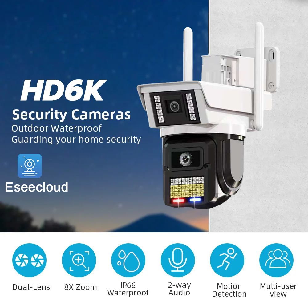 Eseecloud 4G-WIFI Camera 12MP 6K 45LED Dual Lens กล้องวงจรปิดใส่ซิม ...