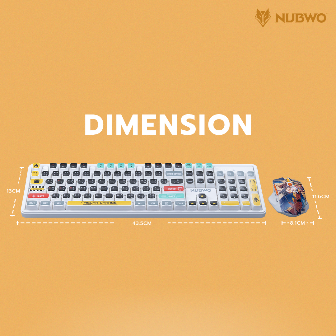 Nubwo NKM-645 Keyboard+Mouse Wireless RubberDomeSwitch แป้นพิมพ์ชุด ...