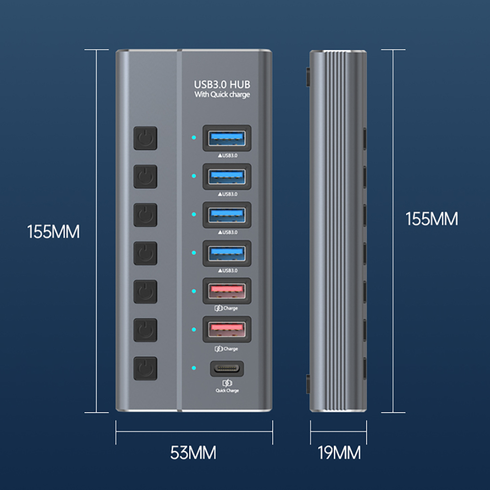 Newtech USB 3.0 Hub 7 PORT HUB USB 3.0 4 Ports Super Hi-Speed DM-506 ...