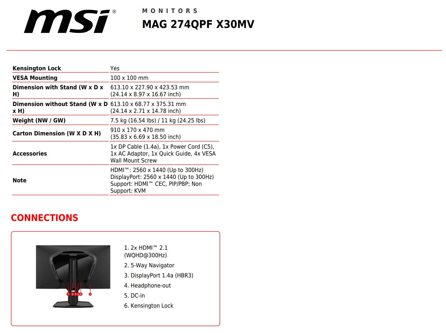 MSI MAG 274QPF X30MV / Rapid VA with Mini-LED Monitor 27