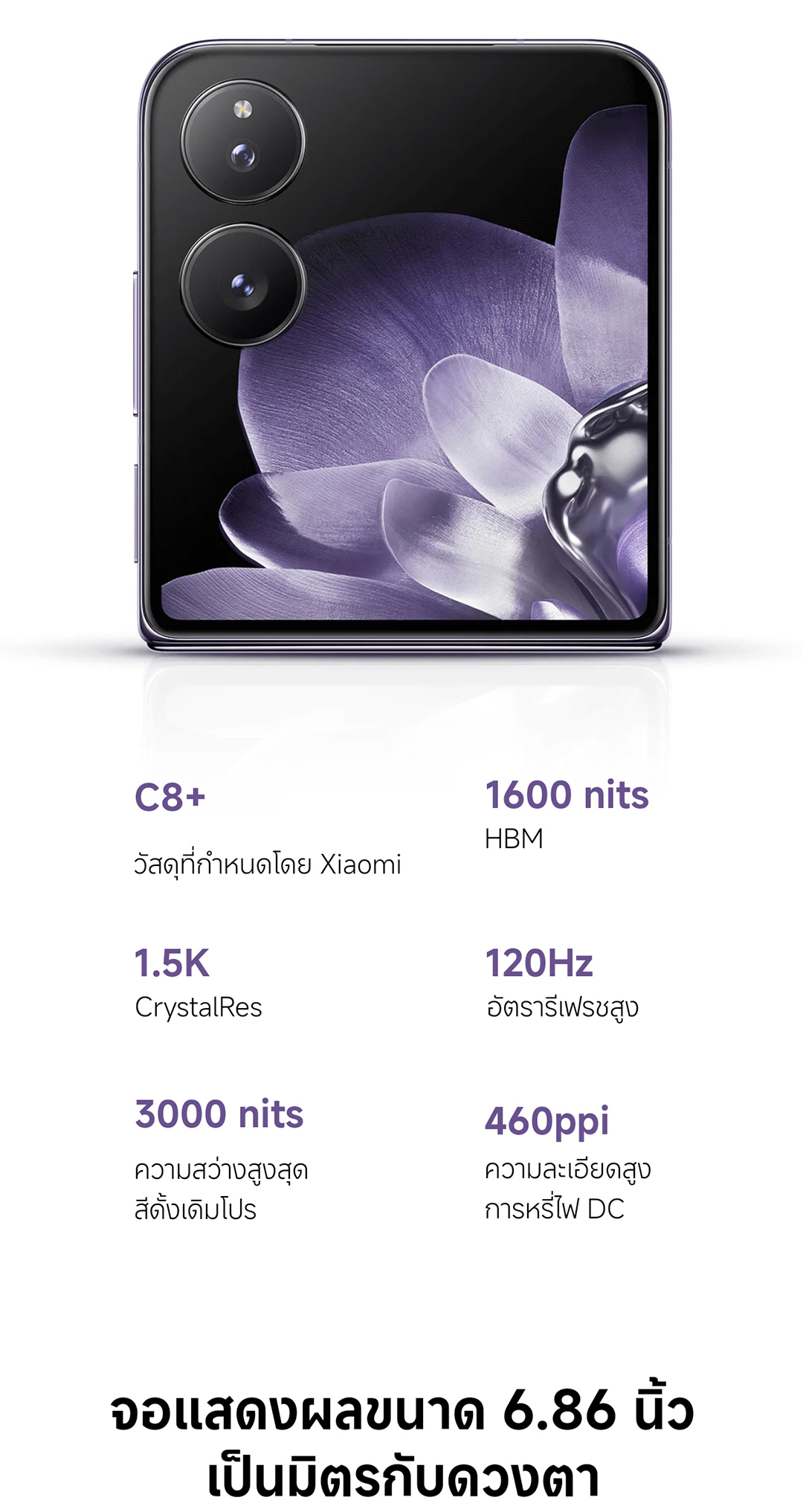 Xiaomi MIX Flip 12+512||เลนส์ออปติคอล Summilux จาก Leica |จอแสดงผลด้านนอก All Around Liquid ขนาด 4.01"