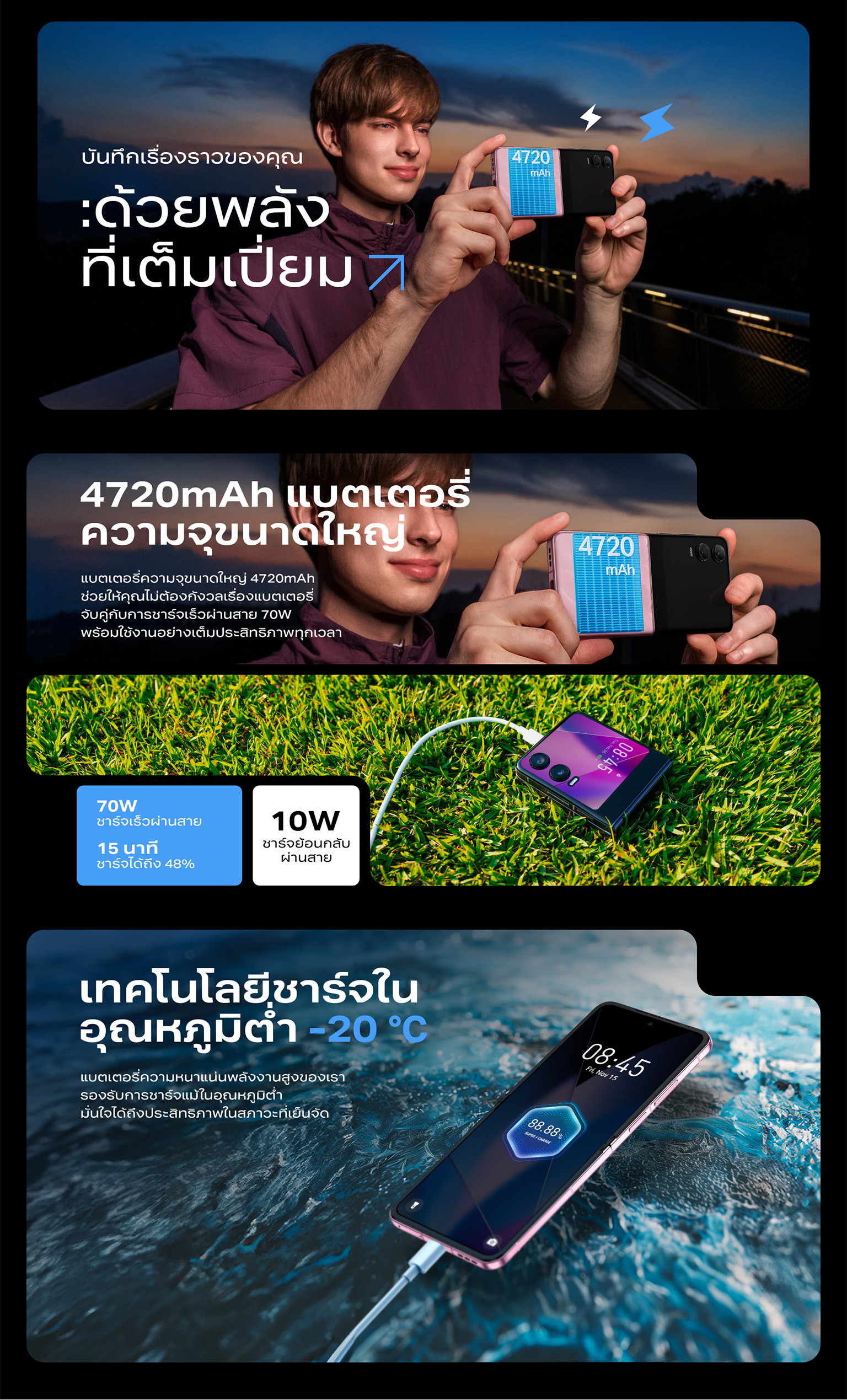 Infinix ZERO Flip 512+8GB (เพิ่มแรมสูงสุด 16GB) I ถ่ายวีดีโอ Pro-Stable 4K Vlog กล้องหน้า 50MP I ชิปเซ็ต D8020 5G
