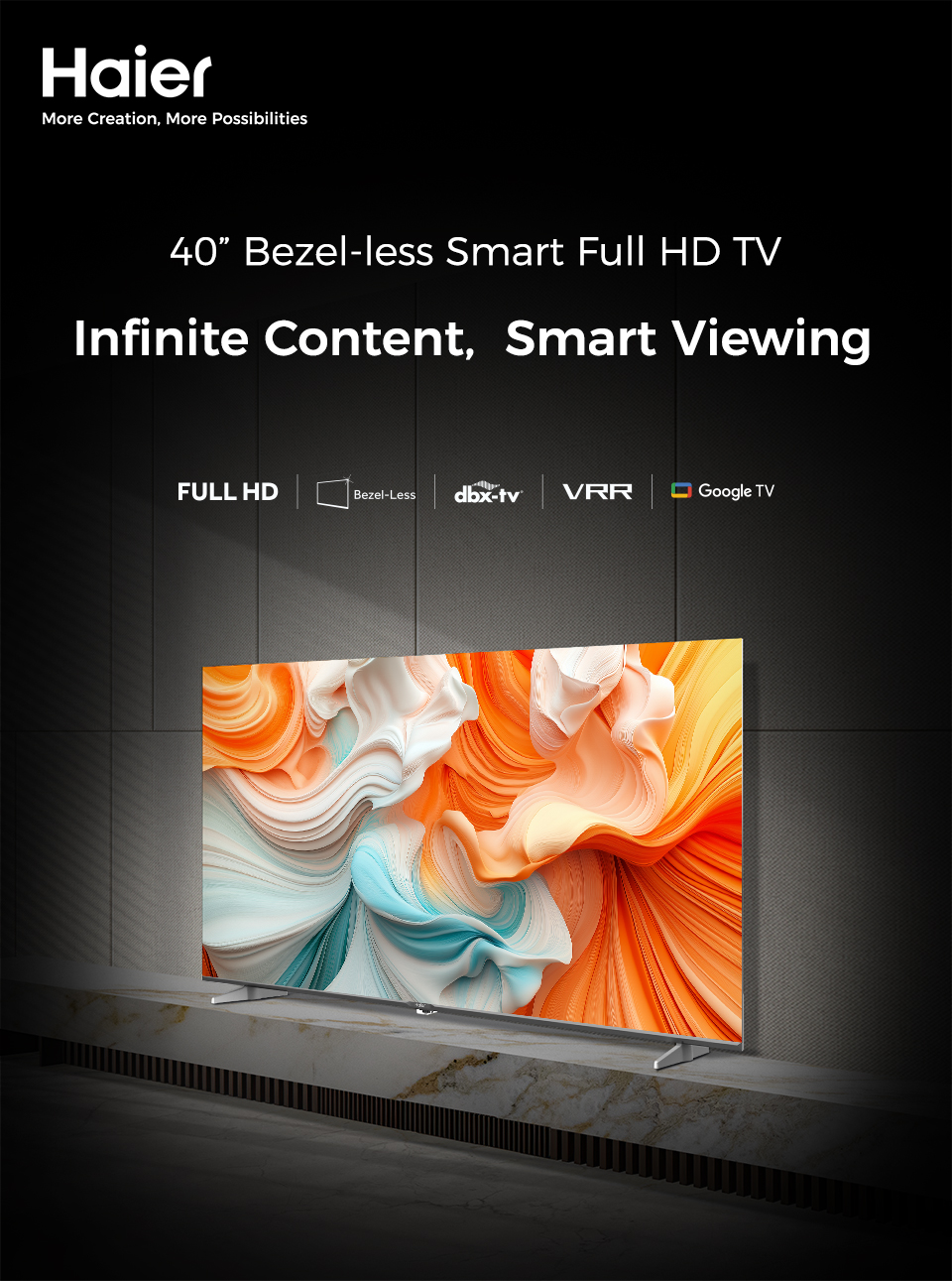 Haier 40H6S TV ขนาด 40" นิ้ว HDR10 รุ่น 40H6S Full HD Smart Google TV with Netflix YouTube