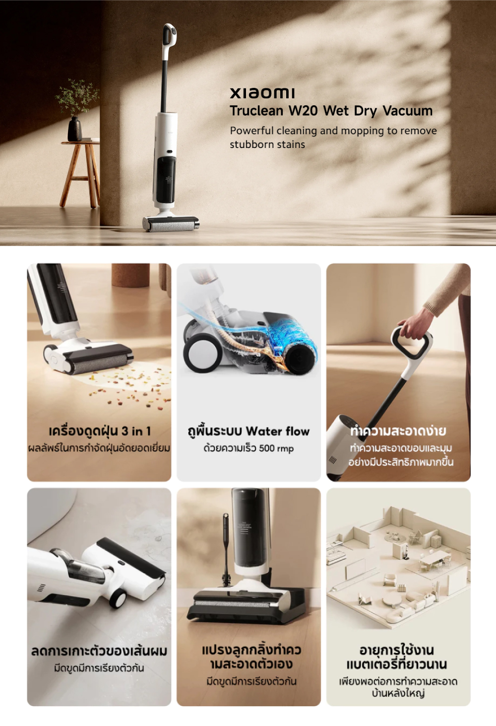 Xiaomi Truclean W20 Wet Dry Vacuum ดูด/ถู/ล้าง 3-in-1 แรงดูด 15000Pa ...