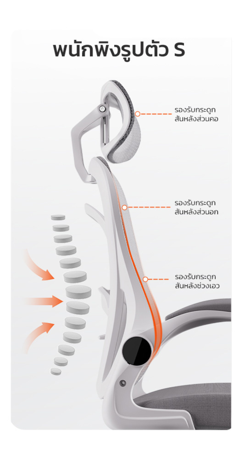 Deli เก้าอี้ทำงานเพื่อสุขภาพ นุ่มสบาย ตามหลักสรีระศาสตร์ Ergonomic เก้าอี้สีดำ เก้าอี้สีเทา ระบายอากาศดีเยี่ยม เก้าอี้ทำงาน เก้าอี้ออฟฟิศ ที่นั่งสำนักงาน พร้อมพนักพิงศีรษะ ที่พักขา Ergonomic Office chair