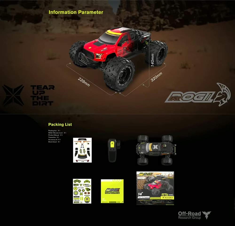 RLAARLO ROG1 Monster Truck Brushless RTR 1/14 ของแท้ศูนย์ไทย 100% พร้อม ...