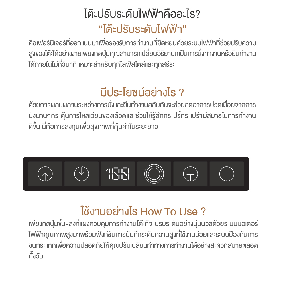 ErgoTrend Elevio โต๊ะไฟฟ้าปรับระดับมอเตอร์คู่ 3stage 65-130 cm ท๊อปโค้งรับสรีระ รับประกัน 5 ปี