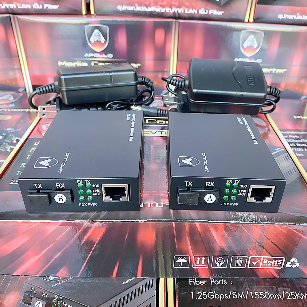 Apollo รุ่น ACVT-07 Media Converter Netlink มีเดีย คอนเวอร์เตอร์ 10 ...
