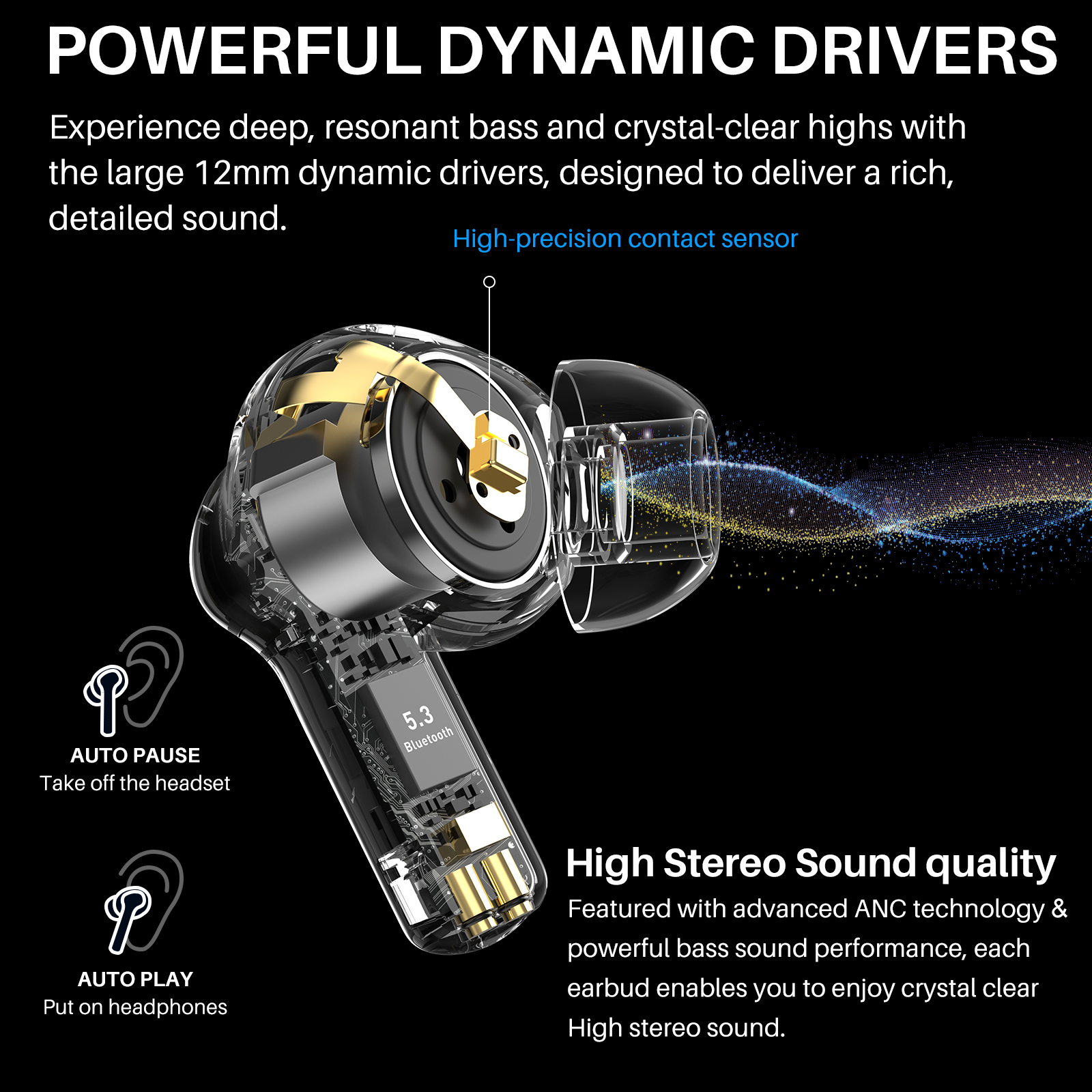 TOZO AeroSound 2 หูฟังบลูทูธ หูฟังเบสหนัก หูฟังอินเอีย แบตอึด Bluetooth 5.3 แบต 12 ชม. IPX6 Game Mode
