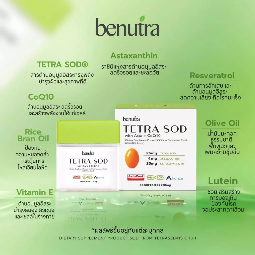 BENUTRA - Tetra SOD + PYCNOGENOL with Ceramide Grape Skin ต้านอนุมูล ...