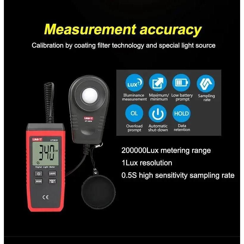 แท้ ส่งจากไทย Uni-t UT383S เครื่องวัดแสง 200,000 Lux Digital Luxmeter ...