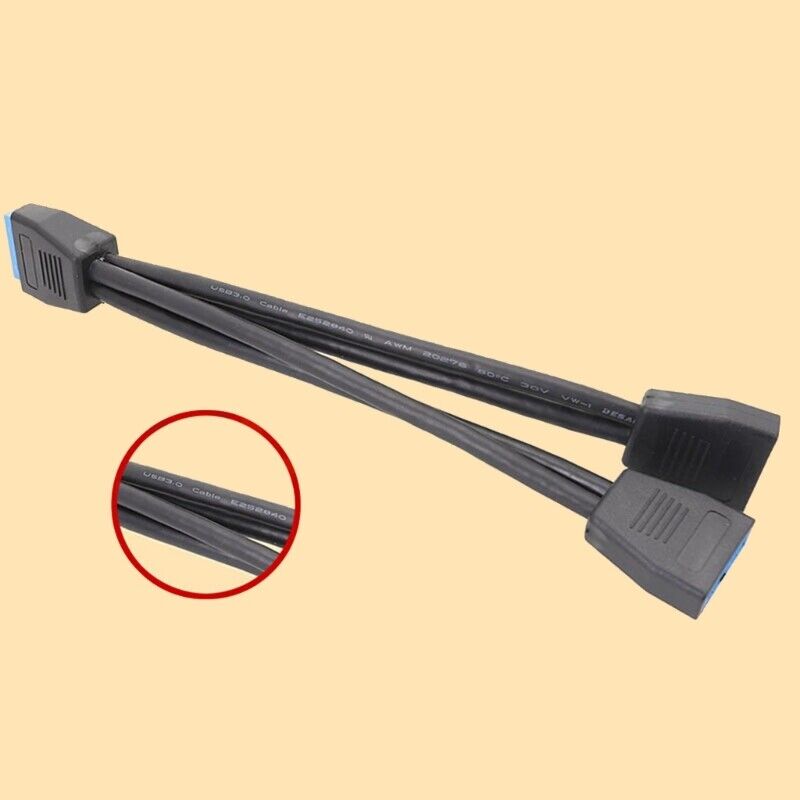 19 Pin Y Splitter Cable Dual Port USB 3.0 A Female to 20 Pin ...