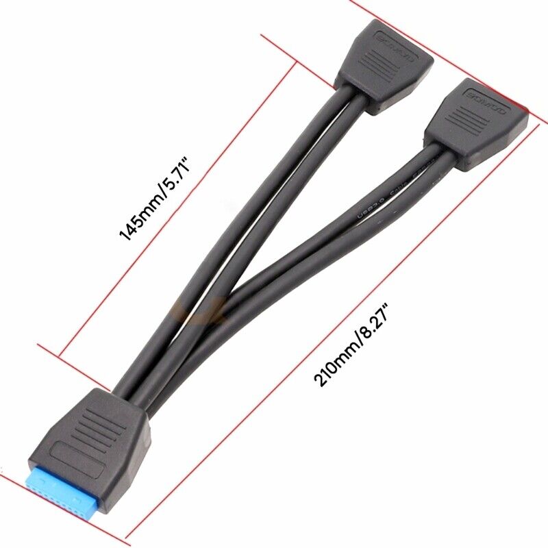 19 Pin Y Splitter Cable Dual Port USB 3.0 A Female to 20 Pin ...
