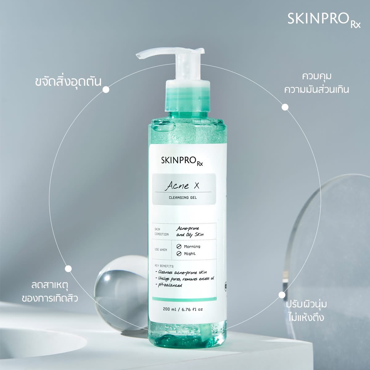 SKINPRO Rx Acne X Cleansing Gel คลีนซิ่งเจลสูตรสำหรับผิวมัน/เป็นสิว ลด ...