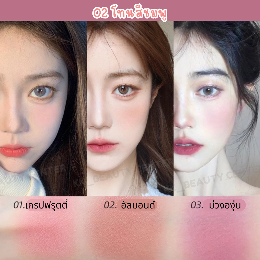 (สินค้าส่งจากไทย) PIPL บลัชออน ตลับ 3สี ที่ปัดแก้ม เนื้อแมท Blush ...
