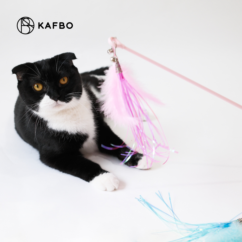 KAFBO Cat Wand Toy with 3 accessories ไม้เหมียวสามสหาย ไม้ตกแมว ยาว 57 ...