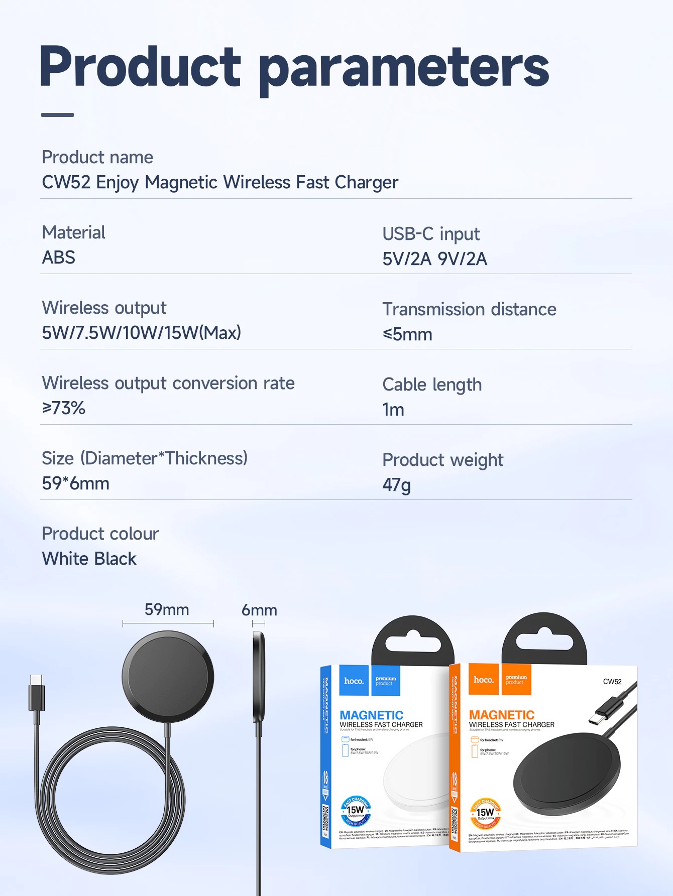 Hoco CW52 แท่นชาร์จไร้สาย แม่เหล็ก Qi 2in1 จ่ายไฟ 15W สำหรับ สมาร์ทโฟน ...