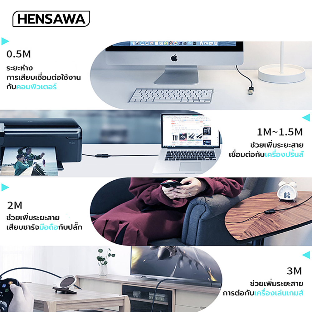 Hensawa รุ่น PC423 USB3.0 5Gpbs สายเพิ่มความยาว USB Extension Cable ยาว ...