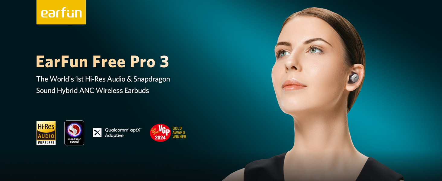 EarFun Free Pro 3 หูฟังไร้สาย หูฟังบลูทูธ ANC 43dB Snapdragon Sound ...