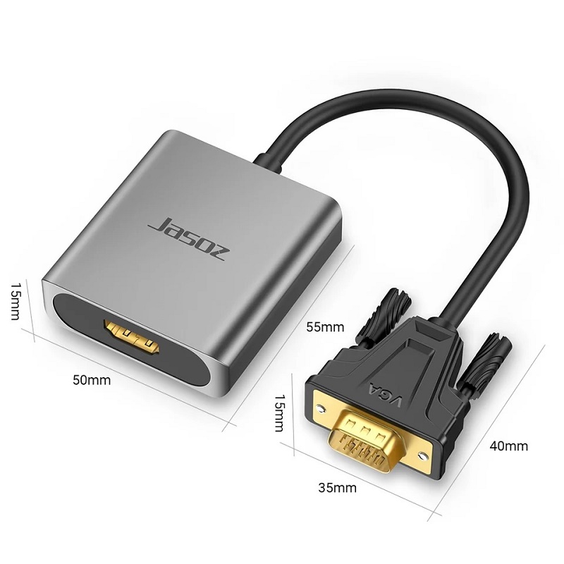 ⚡ส่งจาก กทม⚡Jasoz VGA To HDMI Adapter อะแดปเตอร์ HDMI มาพร้อมสายไฟ และ ...