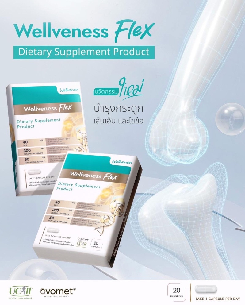 wellveness wellflex บำรุงกระดูกและไขข้อ เส้นเอ็น มีงานวิจัย & เวลโปรตีน ...