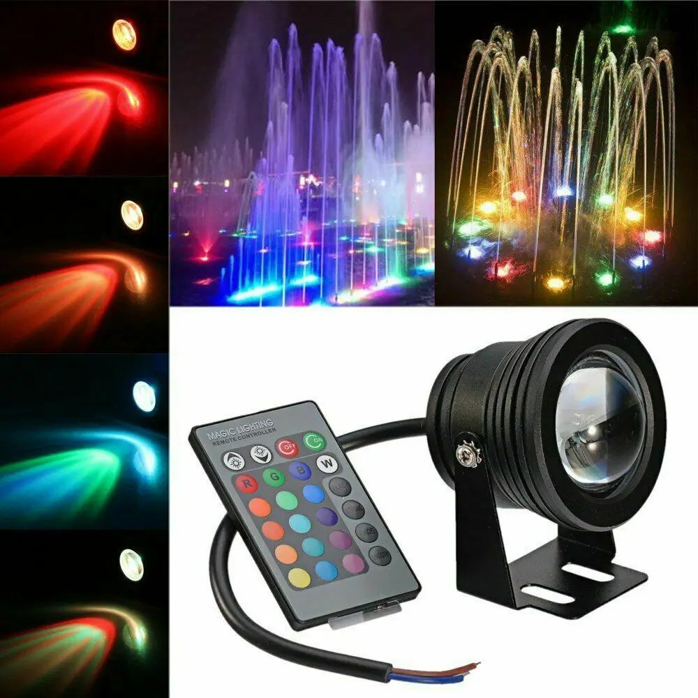 10W RGB Underwater Lamp LED Pool Light Garden Fountain Pool Lamp Pond ...