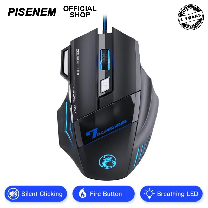 Gaming Competition Wired Mouse RGB+LED 5500DPI X7 Silent Optical Mice ...